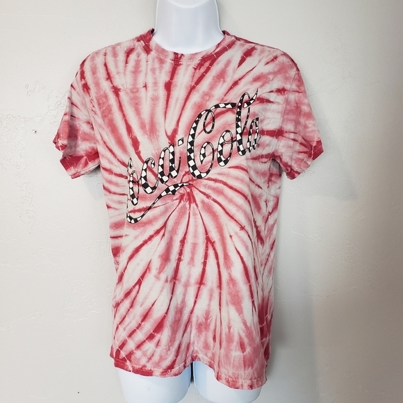 Coca-Cola Red Tie Dye Tee T-Shirt Graphic Small - Picture 1 of 4